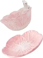 DINHEAROM Unique Rabbit Cabbage Bowl Plate Creative Boys and Girls Tableware Ceramic Boys and Girls Dinner Set