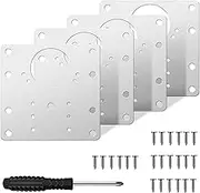 Hinge Repair Plate, Stainless Steel Fix The Hinge Side Plate with Screws Kitchen Cupboard Door Hinge Repair Plate Kit with Holes for Furniture Cabinet Door (Quantity-4)