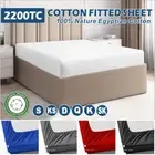 100% Pure Egyptian Cotton Deep Fitted Sheet Single/D/Queen/Super King Size Bed