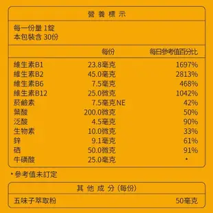 大研生醫 B群緩釋雙層錠 30顆/盒 長效8小時緩慢釋放 五味子 牛磺酸 酵母硒 鋅 公司貨 【立赫藥局