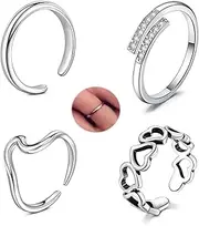 [Longita] Gold Toe Rings for Women Silver Toe Ring Non Tarnish Waterproof Adjustable Anklets for Women Rings Jewelry Simple Trendy