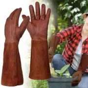 Long Tube Gardening Gloves Leather Breathable Gauntlet Pruning Gloves Garden AU