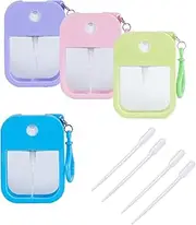 4 Pcs 1.3oz Portable Card Spray Bottle with Silicone Sleeve and Lanyard, Refillable Perfume Bottle Empty for Alcohol, Hand Sanitizer, Perfume Cosmetics (38 ml)