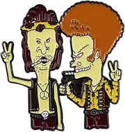 [Pinstant] Beavis and Butt-Head Butthead Comedy Animated TV Show Cartoon Hippie Hippy 60s 70s Peace Love Smoke Smoking High Weed Cannabis CBD Hemp Marijuana 1.6" Enamel Pin Badge, 1.6 Inches, enamel, enamel