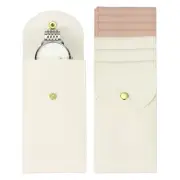 8 Pcs Leather Watch Pouch, Portable Watch Case, White/Light Pink