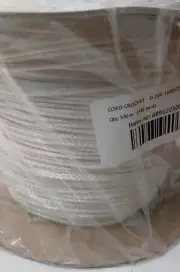 (546 Yards/1 Roll) Cord Crochet, Polyester Fiber, Braided Strands, White, 1640FT