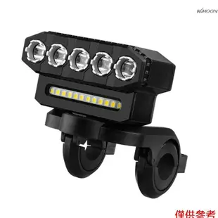 Led 自行車燈 USB 可充電自行車前燈防水,具有 6 種燈光模式支持 MTB 山地自行車的移動電源功能