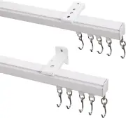 ChadMade Ceiling Track Kit with Hooks, Wall Mount Curtain Track, XL Size 12-18ft