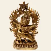 9" Buddhism BrassMahakala Dorje Wrathful Deity Pupa Vajra Buddha Statue