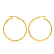 9ct Yellow Gold Plain Hoops 30mm European made