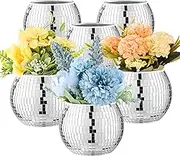 6 Pcs Disco Ball Vase Disco Ball Planter for Centerpieces Disco Ball Decor Flower Vase with Silver Mirror Glass for Wedding, Birthday, Party (3" X 4")