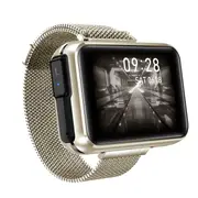 T91 Smart Watch 2 in 1 TWS Wireless Bluetooth Headset Big DIY Screen Fitness Heart Rate Tracker Bracelet Sports Smartwatch - Champagne