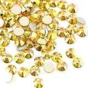 Towenm 720Pieces Crystal Flatback Rhinestones, SS20 4.8mm Glue Fix Glass Flatback Crystals, Non Hotfix Flatback Crystal Rhinestone for Nail Art Face Craft, Round Loose Gemstones, Metal Sunlight/Gold