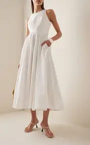 [Aje] Florence Pearl-Trimmed Cotton Midi Dress