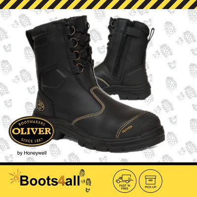 Oliver ATs 55380 Steel Toe Black ZIP Side 200mm High Work Boots