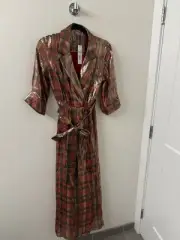 Alice + Olivia Chap Metallic Plaid Faux-Wrap Dress Red Size 4
