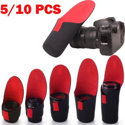 5 Sizes Neoprene DSLR Camera Lens Soft Protector Pouch Bag Case Set 5/10 PCS