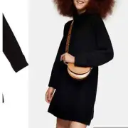 TopShop NEW Funnel Neck Sweater Dress Black 12