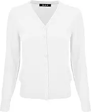 [YEMAK] Women's Knit Cardigan Sweater – Long Sleeve V-Neck Basic Classic Casual Button Down Knitted Soft Lightweight Top
