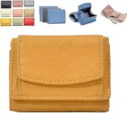 [Generic] Houtangduty Mini Wallet, 2025 New Leather RFID Blocking Card Holder Organizer Pocket Mini Wallet, Foldable Short Wallet (Yellow,Large)