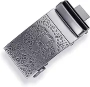 [Glamexx24] Belt Buckle Men's Belt Replacement Buckle Ratchet Automatic Belt Buckle Belt Accessories Suitable for Width 35 mm Belt, Silver with skull pattern, Einheitsgröße