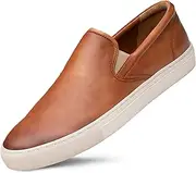 [Dunross & Sons] Men's Fashion Sneaker. Clean Casual Leather Low Top Crafted with Premium Genuine Leather and Ortholite Removable Insole for All-Day Comfort.