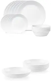 Winter Frost White Dinnerware Set, 18 piece with Corelle Meal Bowls, 4-Piece 887ml Set bundle
