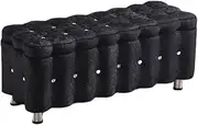 Ottoman Bench, Storage Bench for Bedroom and Hallway Square Upholstered Bed End Stool with Foam Padded Seat Storage Chest Sofa Stool Static Load 551 Lb(Black,60x40x40cm)
