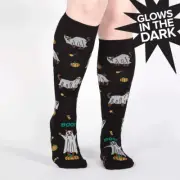 Trick or Treat Dogs Women's Knee High Socks Size 9-11 Sock It To Me Glow in Dark