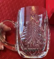 Mikasa Crystal Tree Mug, Clear Glass, Panelled, Heavy Christmas Star With Box