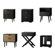 Oikiture Bedside Tables Black Side Table Bedroom Furniture Storage Cabinet
