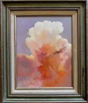 Signed oil on canvas original Sunset Sky Dancing Sufi Clouds 15"x 18" Framed