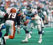 Offensive lineman Brad Benson New York Giants blocks against defen- Old Photo