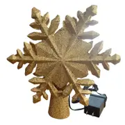 Catzon Christmas Tree Topper Lighted with Built-in Led Snowflake Projector Lights-Gold