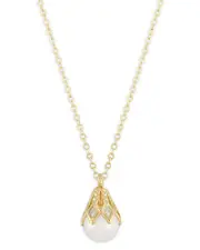 Bloomingdale's Fine Collection Cultured Freshwater Pearl Bell Cap Pendant Necklace in 14K Yellow Gold, 18