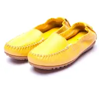 在飛比找Yahoo奇摩購物中心優惠-ee9 MIT純手工馬克縫超柔軟樂福豆豆鞋-黃色-82502