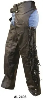 Chaps with Braid and Fringe Black