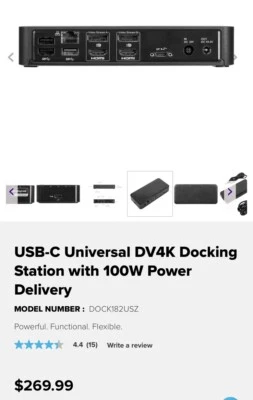 New Targus DOCK182-A1 USB-C Dual 4K Docking Station 100W PD - SHIPS FREE!