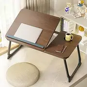 SIDIANBAN Laptop Desk for Bed, Adjustable Laptop Stand with 5 Angles, Portable Lap Tray Table with Cup Holder, Laptop Bed Desk Tray for Eating Working Writing Reading (Brown)