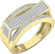 [Dazzlingrock Collection] 0.60 Carat (ctw) 10K Gold Round White Diamond Men's Hip Hop Micro Pave Anniversary Wedding Band