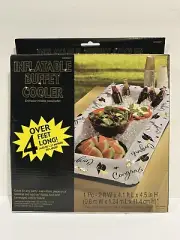 New Inflatable Cooler Table Top Buffet White Blue 2’ W x 4.1’ L Party