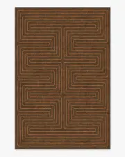 185' x 275' | Machine Washable Runner Rug | Kid & Pet Friendly | Indoor Rug | Jonathan Adler Labyrinth Brown & Orange Rug | Ruggable