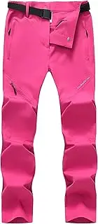 [RILKBY] Women's Hiking Pants Lightweight Quick-Dry Water Resistant Cargo Pants with Elastic Waist Zipper Pockets