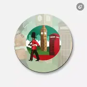Big Ben London City United Kingdom Landmark | 4'' X 4'' Round Decorative Magnet
