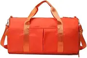 Men and Women's Travel Bag With Shoe Compartment Sports Tote Gym Bag Weekender Overnight Shoulder Bag, orange