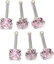 [Veloxium] 6-Piece Nose Piercing Studs Set, 20G Stainless Steel Nose Studs, 3mm Crystal Heart Star Round Shapes, 0.8x7mm Bone