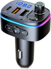 Bluetooth 5.0 FM Transmitter for Car, 3 USB Ports Fast Charger with QC3.0 18W...