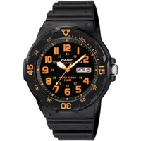 在飛比找PChome24h購物優惠-CASIO 潛水風格潮流指針錶-黑x橘(MRW-200H-4