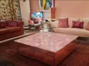 30" Square Rose Quartz Coffee Tea Table Top Console Bar Desk Modern Home Decors