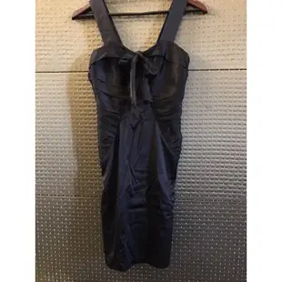 正品 美國品牌Betsey Johnson95%純絲 絲綢復古黑色洋裝 蝴蝶結洋裝 晚宴洋裝made in USA